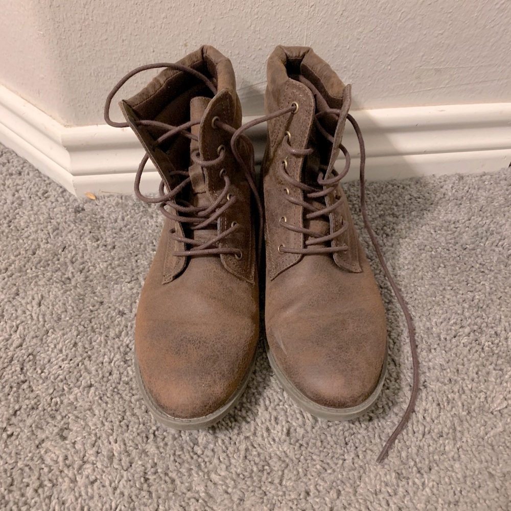 Brown lace up boots